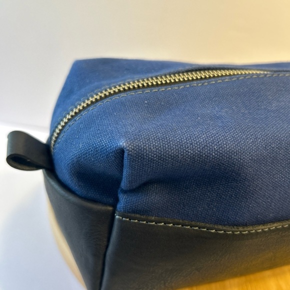F H Wadsworth men’s toiletry bag blue canvas black leather Travel Bag 10”x4.5” - Picture 4 of 8